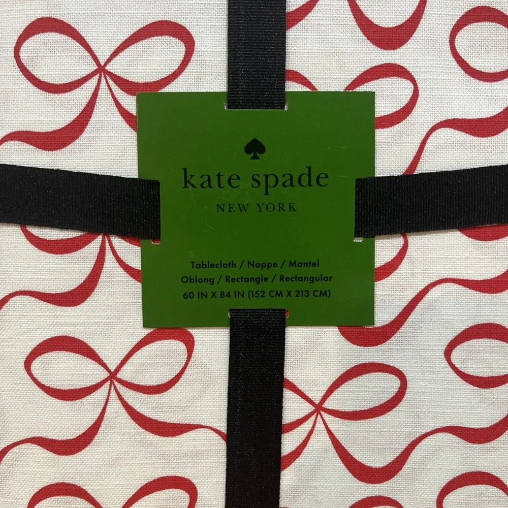 Kate Spade NY Valentine/Christmas Tablecloth Red Bow 60x84
